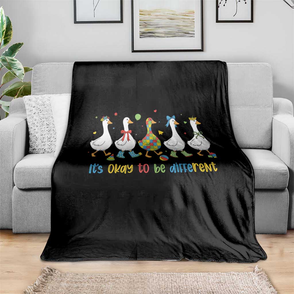 Funny Autistic Goose Throw Blanket It Is Okay To Be Different Autism Awareness TS11 Print Your Wear