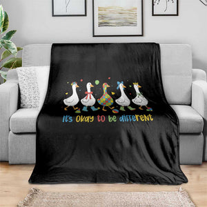 Funny Autistic Goose Throw Blanket It Is Okay To Be Different Autism Awareness TS11 Print Your Wear