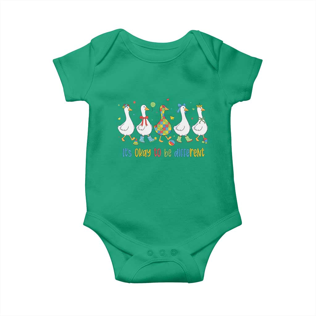 Funny Autistic Goose Baby Onesie It Is Okay To Be Different Autism Awareness TS11 Irish Green Print Your Wear
