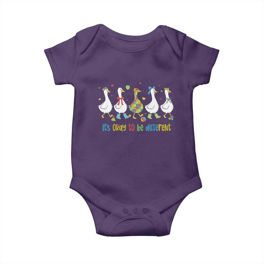 Funny Autistic Goose Baby Onesie It Is Okay To Be Different Autism Awareness TS11 Purple Print Your Wear