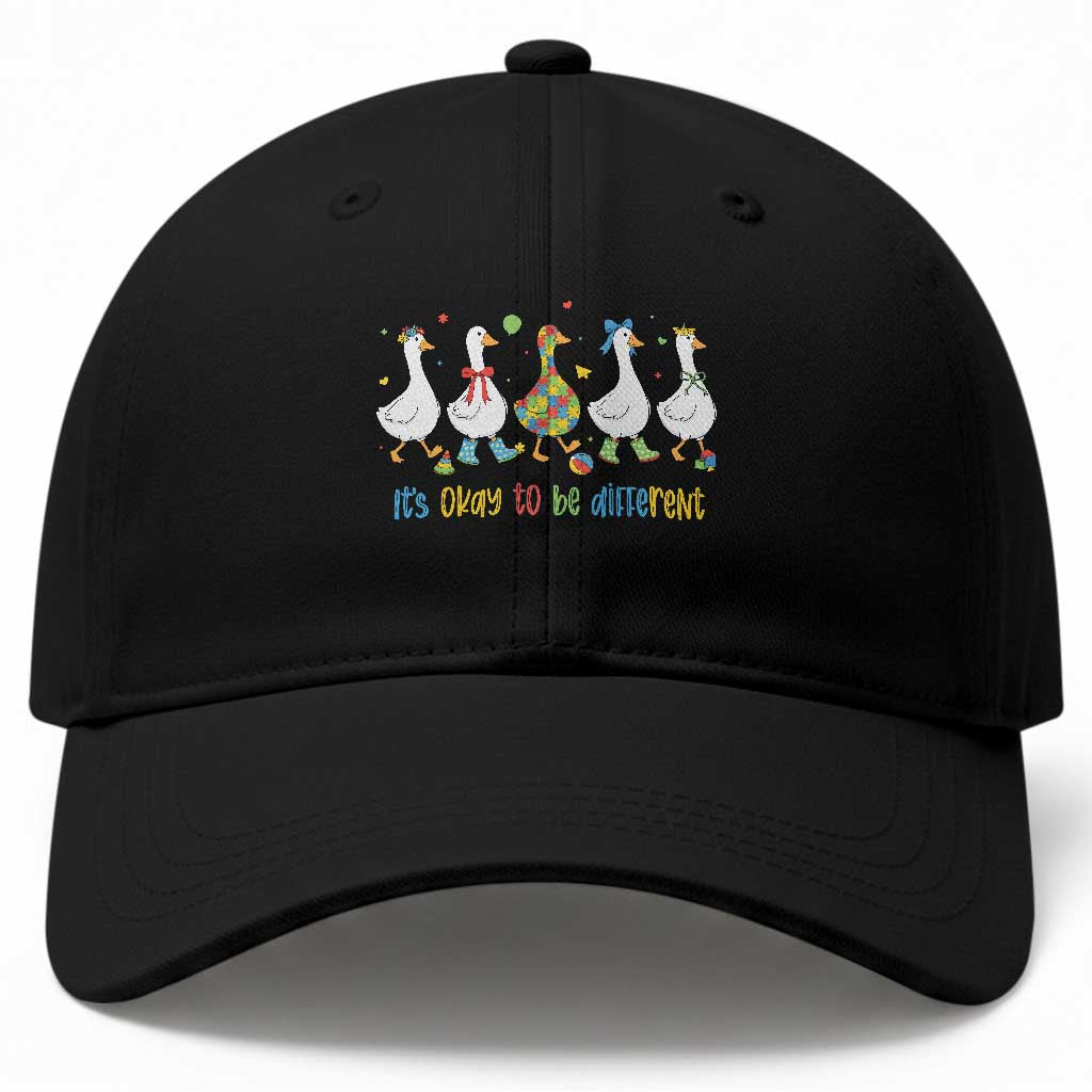 Funny Autistic Goose Baseball Cap It Is Okay To Be Different Autism Awareness