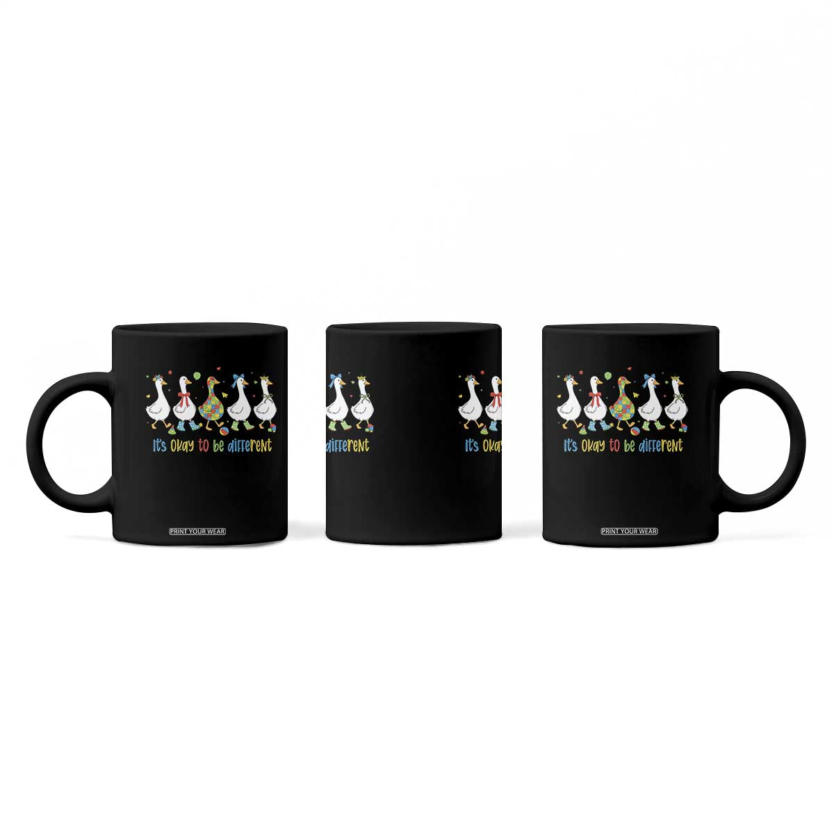 Funny Autistic Goose Coffee Mug It Is Okay To Be Different Autism Awareness TS11 Print Your Wear