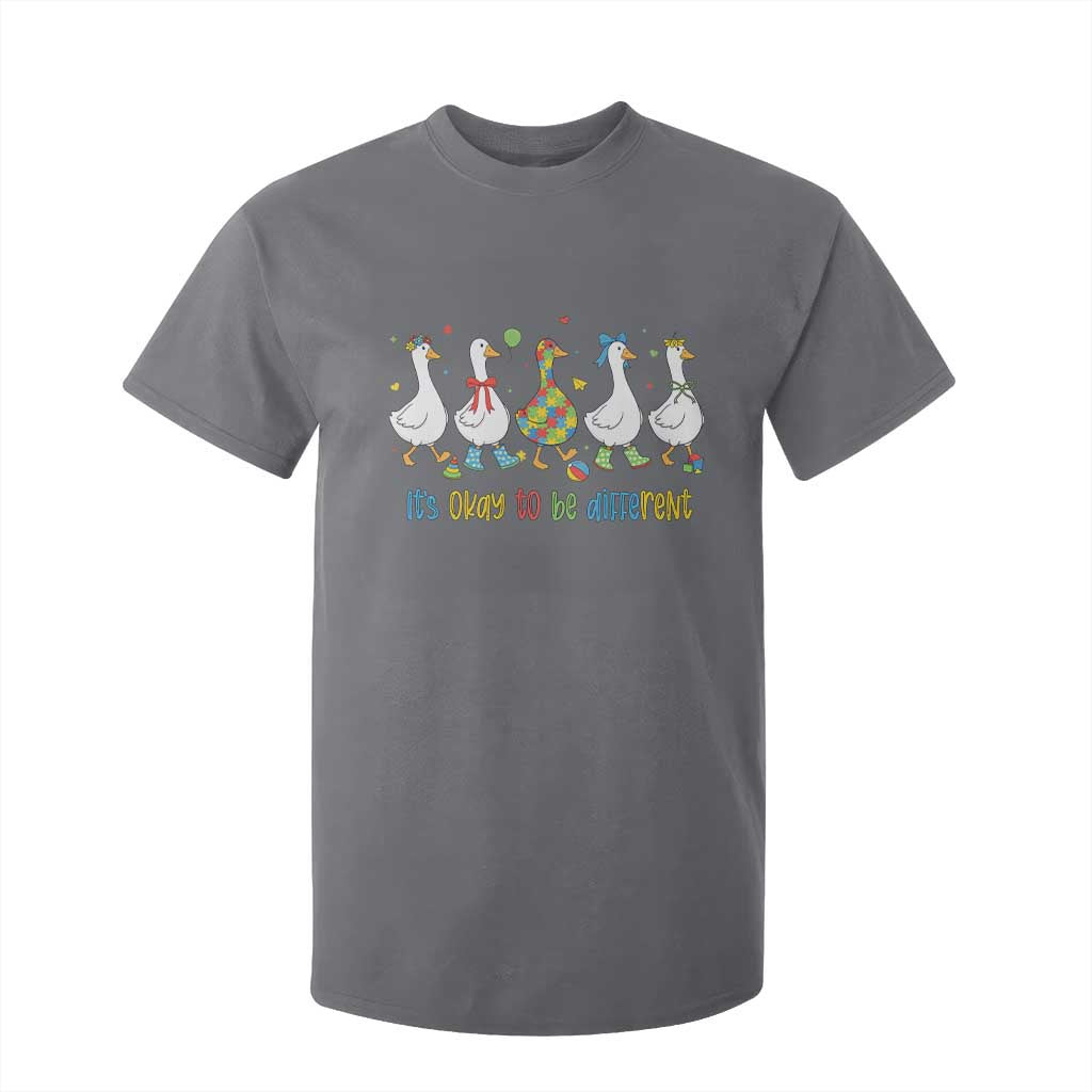 Funny Autistic Goose T Shirt For Kid It Is Okay To Be Different Autism Awareness TS11 Charcoal Print Your Wear