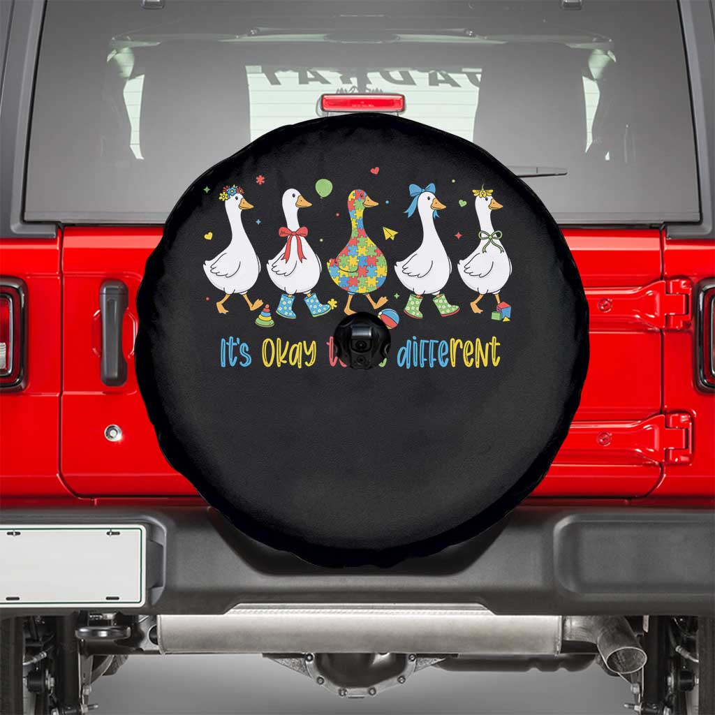 Funny Autistic Goose Spare Tire Cover It Is Okay To Be Different Autism Awareness TS11 Black Print Your Wear