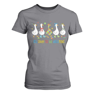 Funny Autistic Goose T Shirt For Women It Is Okay To Be Different Autism Awareness TS11 Charcoal Print Your Wear