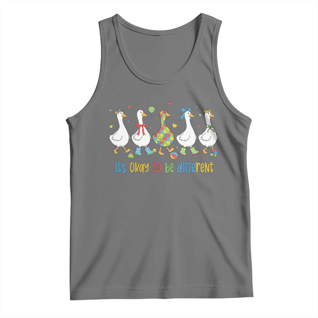 Funny Autistic Goose Tank Top It Is Okay To Be Different Autism Awareness TS11 Black Heather Print Your Wear