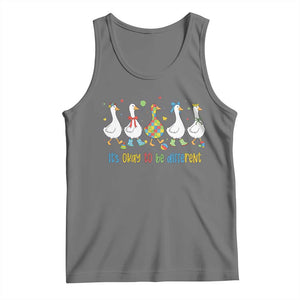 Funny Autistic Goose Tank Top It Is Okay To Be Different Autism Awareness TS11 Black Heather Print Your Wear