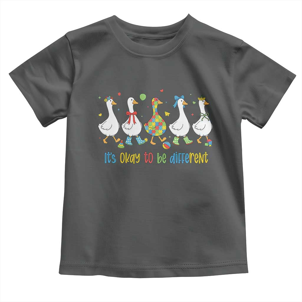 Funny Autistic Goose Toddler T Shirt It Is Okay To Be Different Autism Awareness TS11 Dark Heather Print Your Wear