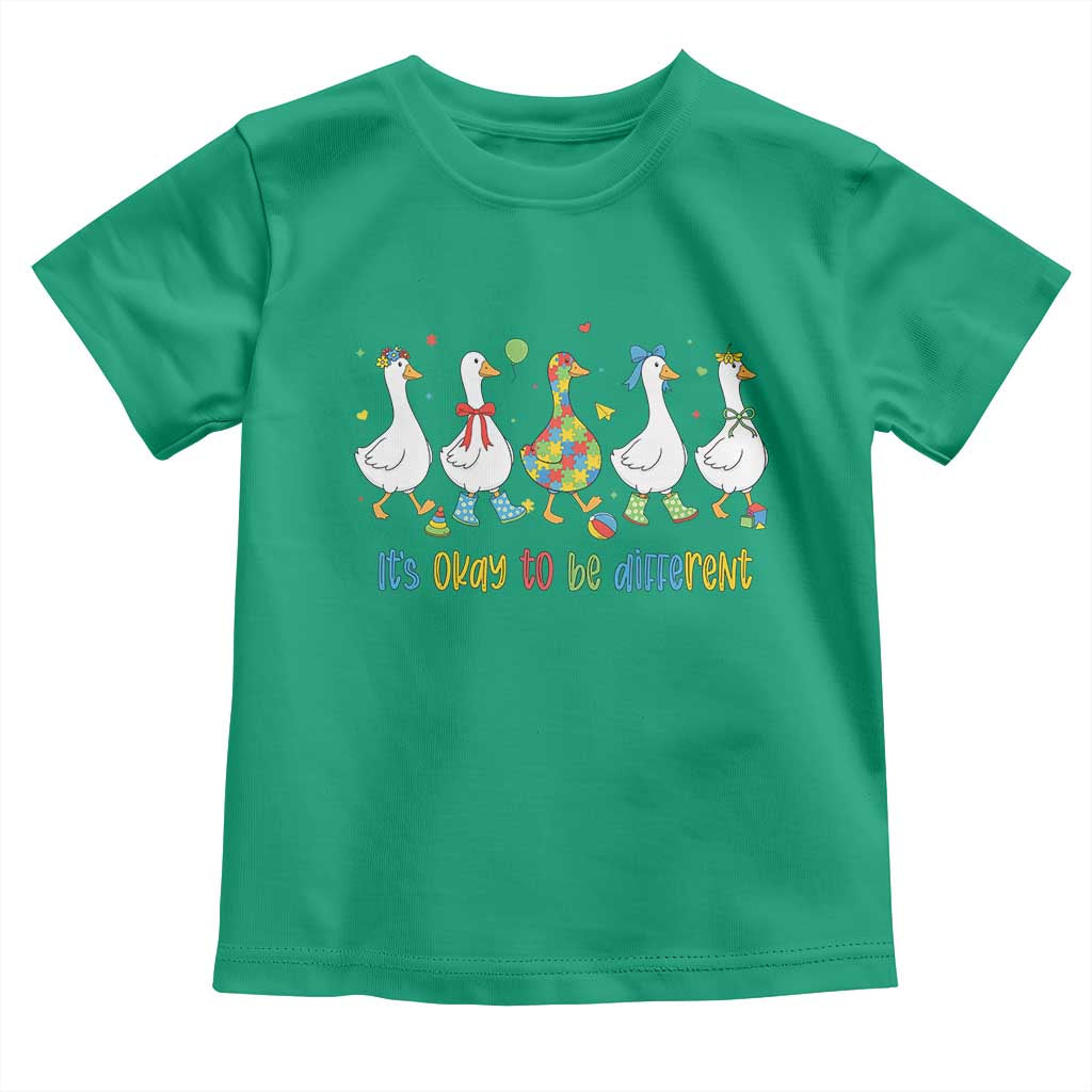 Funny Autistic Goose Toddler T Shirt It Is Okay To Be Different Autism Awareness TS11 Irish Green Print Your Wear