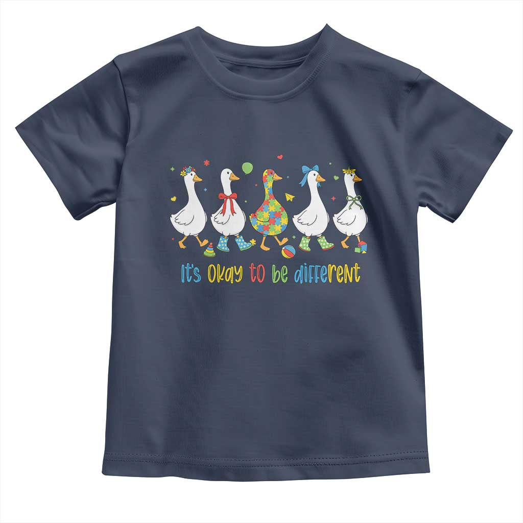 Funny Autistic Goose Toddler T Shirt It Is Okay To Be Different Autism Awareness TS11 Navy Print Your Wear