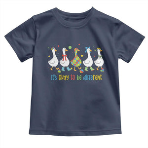 Funny Autistic Goose Toddler T Shirt It Is Okay To Be Different Autism Awareness TS11 Navy Print Your Wear