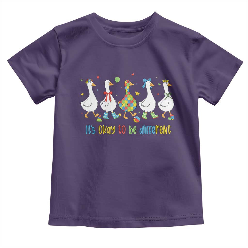 Funny Autistic Goose Toddler T Shirt It Is Okay To Be Different Autism Awareness TS11 Purple Print Your Wear