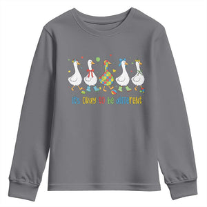 Funny Autistic Goose Youth Sweatshirt It Is Okay To Be Different Autism Awareness TS11 Charcoal Print Your Wear