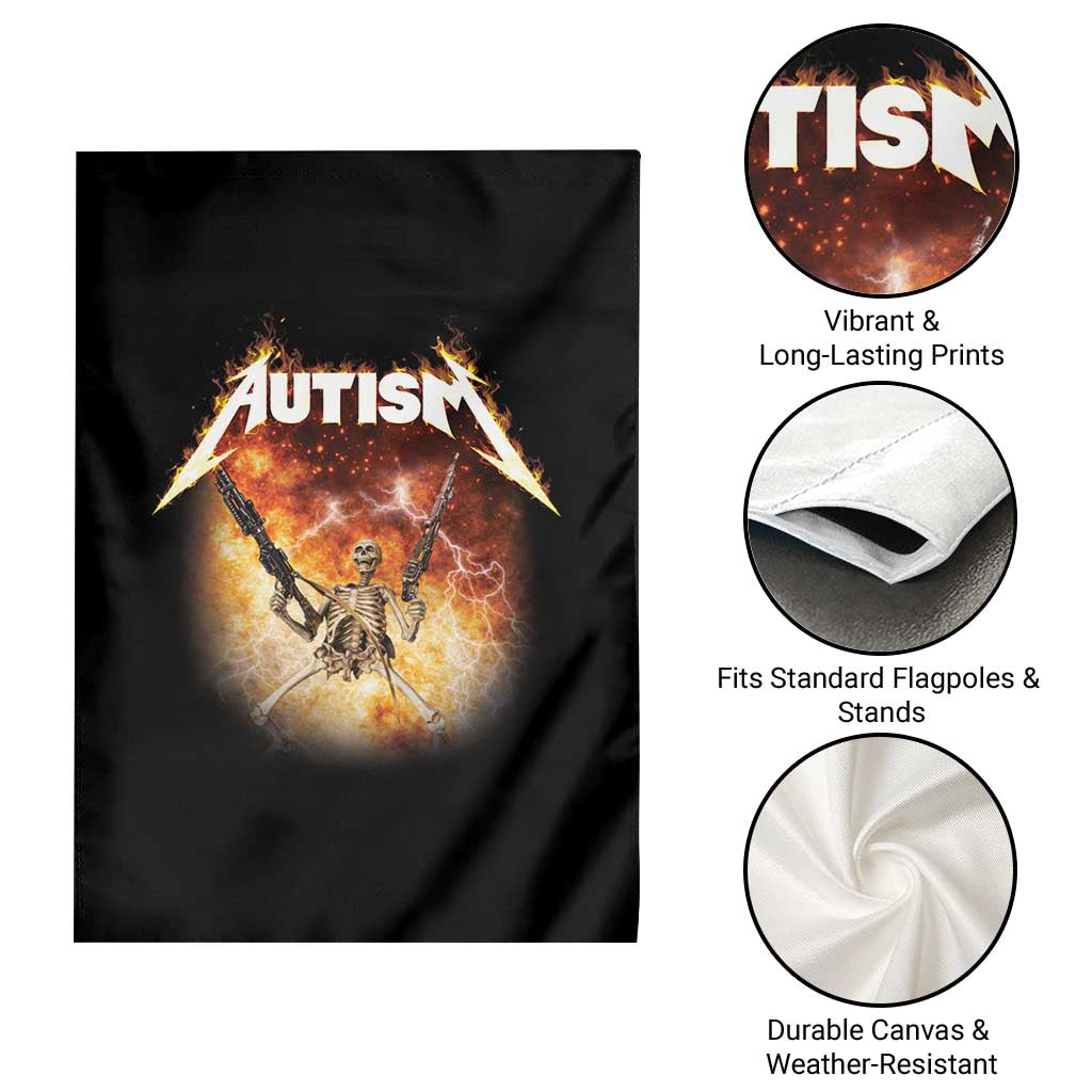 Autism Skeleton Funny Meme Garden Flag Fire Burning Flames TS11 Print Your Wear