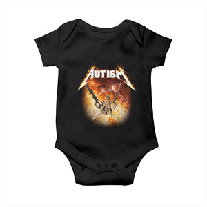 Autism Skeleton Funny Meme Baby Onesie Fire Burning Flames TS11 Black Print Your Wear