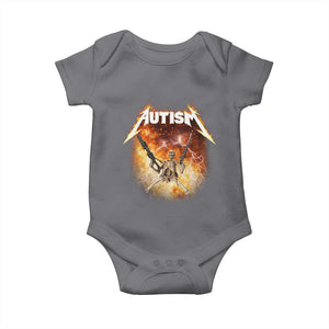 Autism Skeleton Funny Meme Baby Onesie Fire Burning Flames TS11 Charcoal Print Your Wear