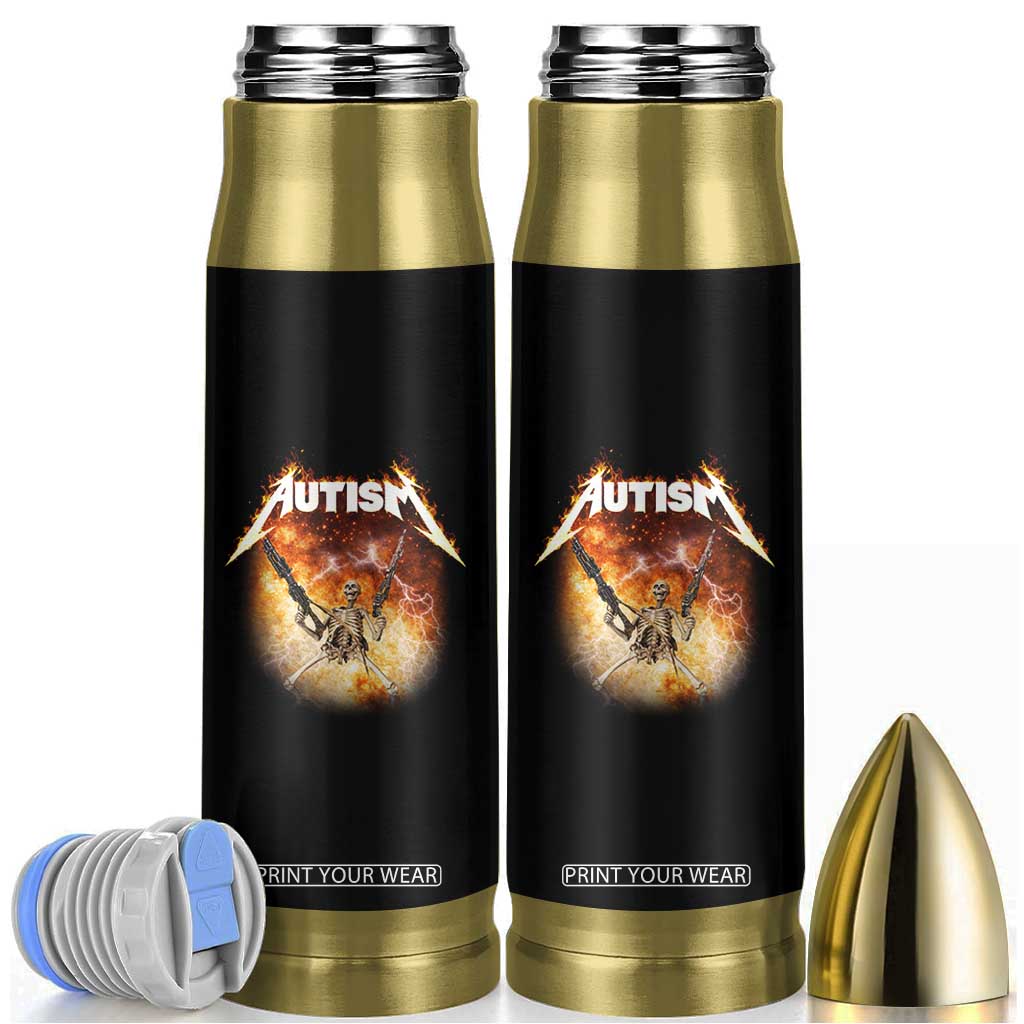 Autism Skeleton Funny Meme Bullet Tumbler Fire Burning Flames TS11 Black Print Your Wear