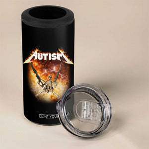 Autism Skeleton Funny Meme 4 in 1 Can Cooler Tumbler Fire Burning Flames TS11 Print Your Wear