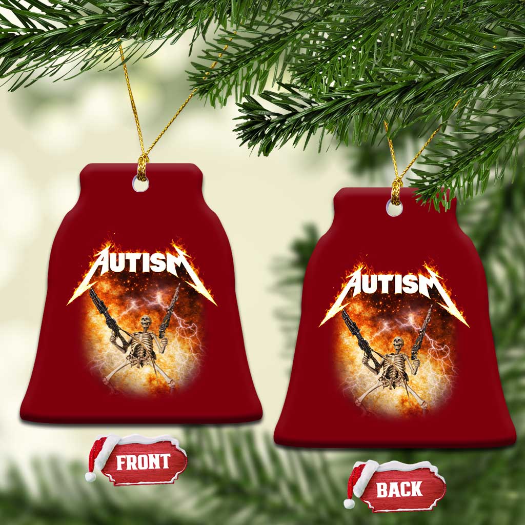 Autism Skeleton Funny Meme Ceramic Ornament Fire Burning Flames TS11 Print Your Wear