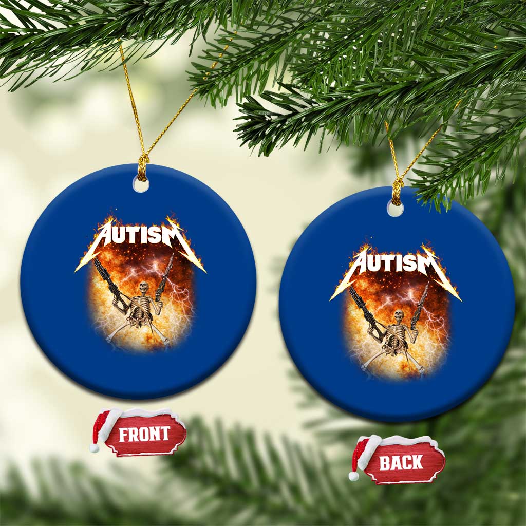 Autism Skeleton Funny Meme Ceramic Ornament Fire Burning Flames TS11 1pc Blue Print Your Wear