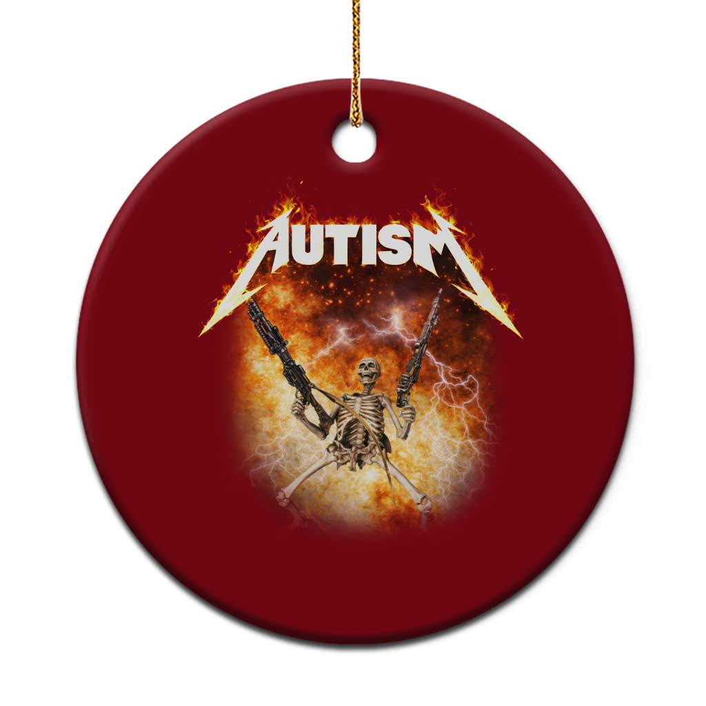 Autism Skeleton Funny Meme Ceramic Ornament Fire Burning Flames TS11 1pc Red Print Your Wear