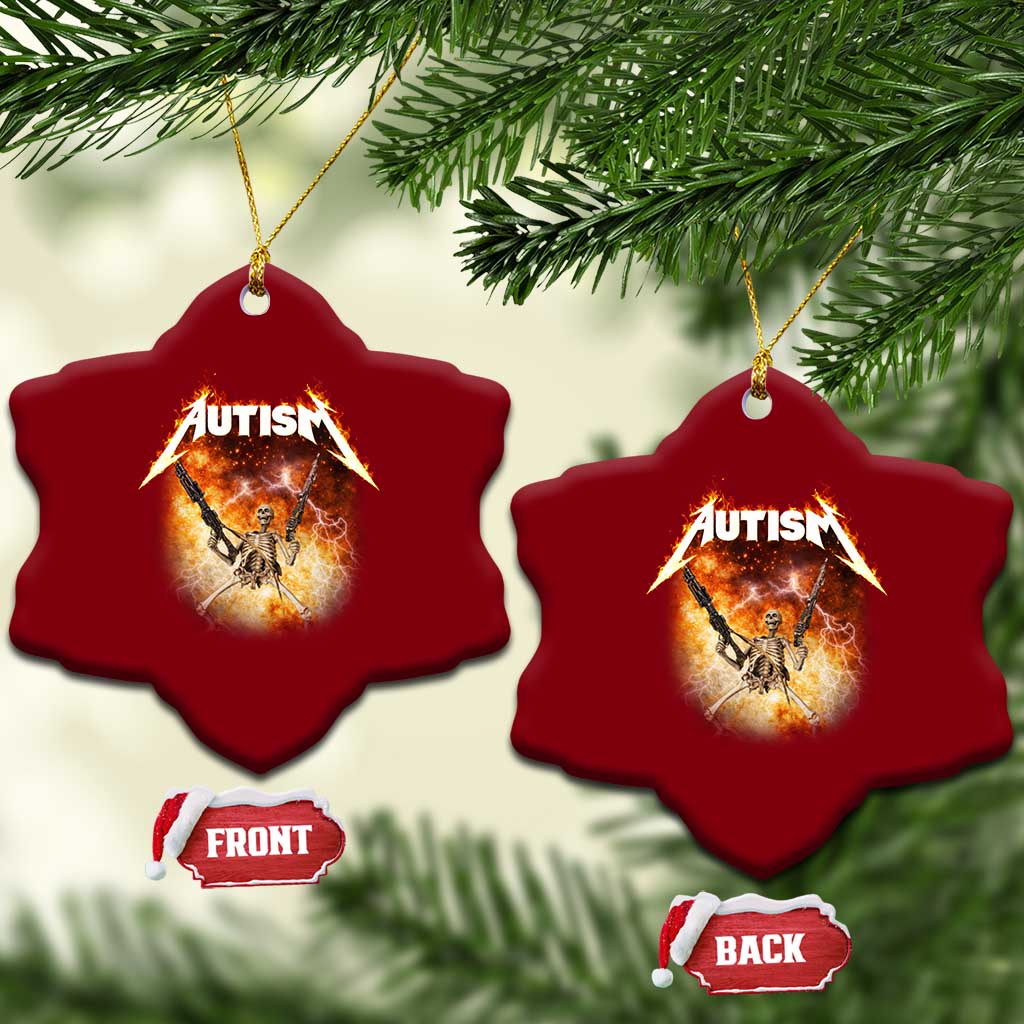 Autism Skeleton Funny Meme Ceramic Ornament Fire Burning Flames TS11 Print Your Wear