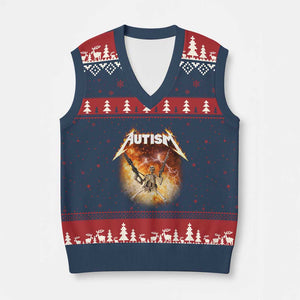 Autism Skeleton Funny Meme V-Neck Knit Sweater Vest Fire Burning Flames TS11 Navy Red Print Your Wear