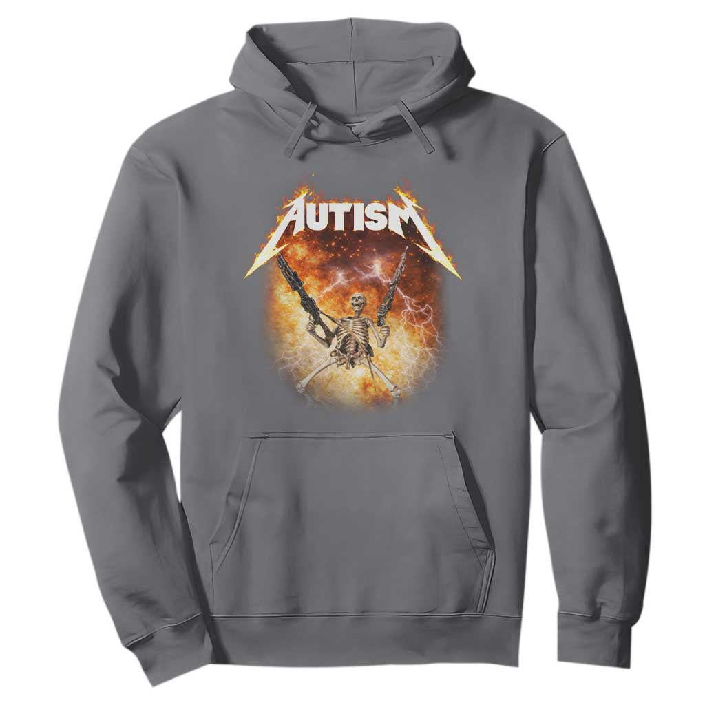 Autism Skeleton Funny Meme Hoodie Fire Burning Flames TS11 Charcoal Print Your Wear