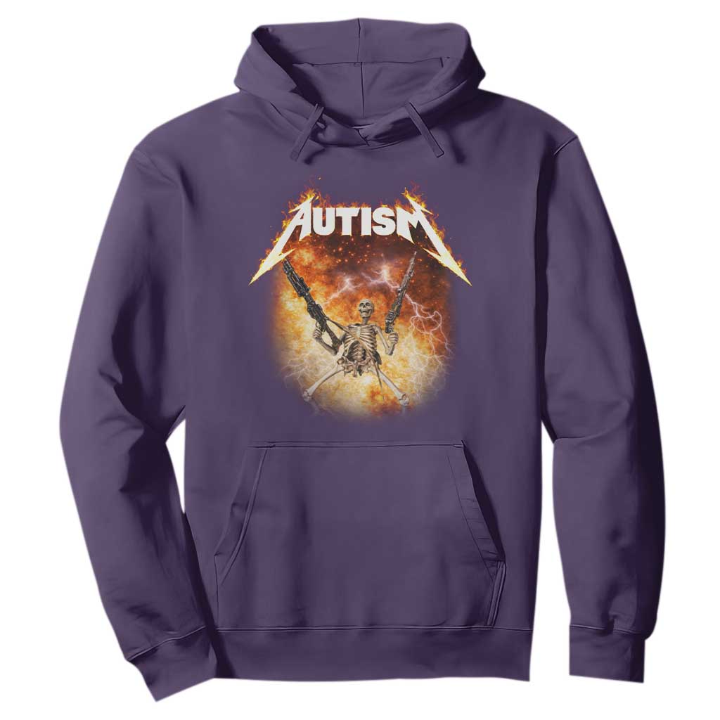 Autism Skeleton Funny Meme Hoodie Fire Burning Flames TS11 Purple Print Your Wear