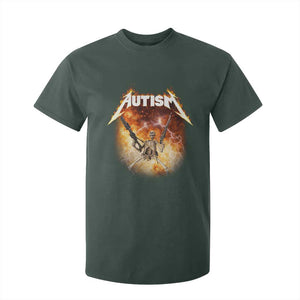 Autism Skeleton Funny Meme T Shirt For Kid Fire Burning Flames TS11 Dark Forest Green Print Your Wear