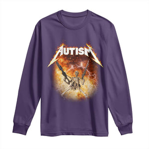 Autism Skeleton Funny Meme Long Sleeve Shirt Fire Burning Flames TS11 Purple Print Your Wear