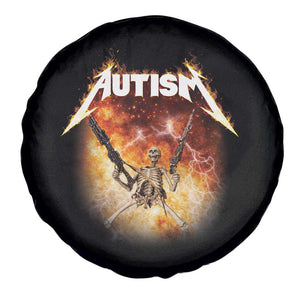 Autism Skeleton Funny Meme Spare Tire Cover Fire Burning Flames TS11 Print Your Wear