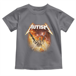 Autism Skeleton Funny Meme Toddler T Shirt Fire Burning Flames TS11 Charcoal Print Your Wear