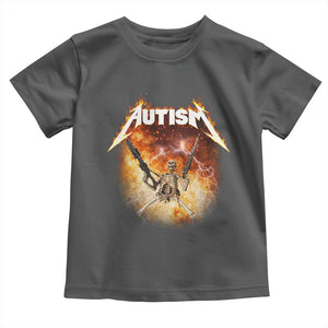 Autism Skeleton Funny Meme Toddler T Shirt Fire Burning Flames TS11 Dark Heather Print Your Wear