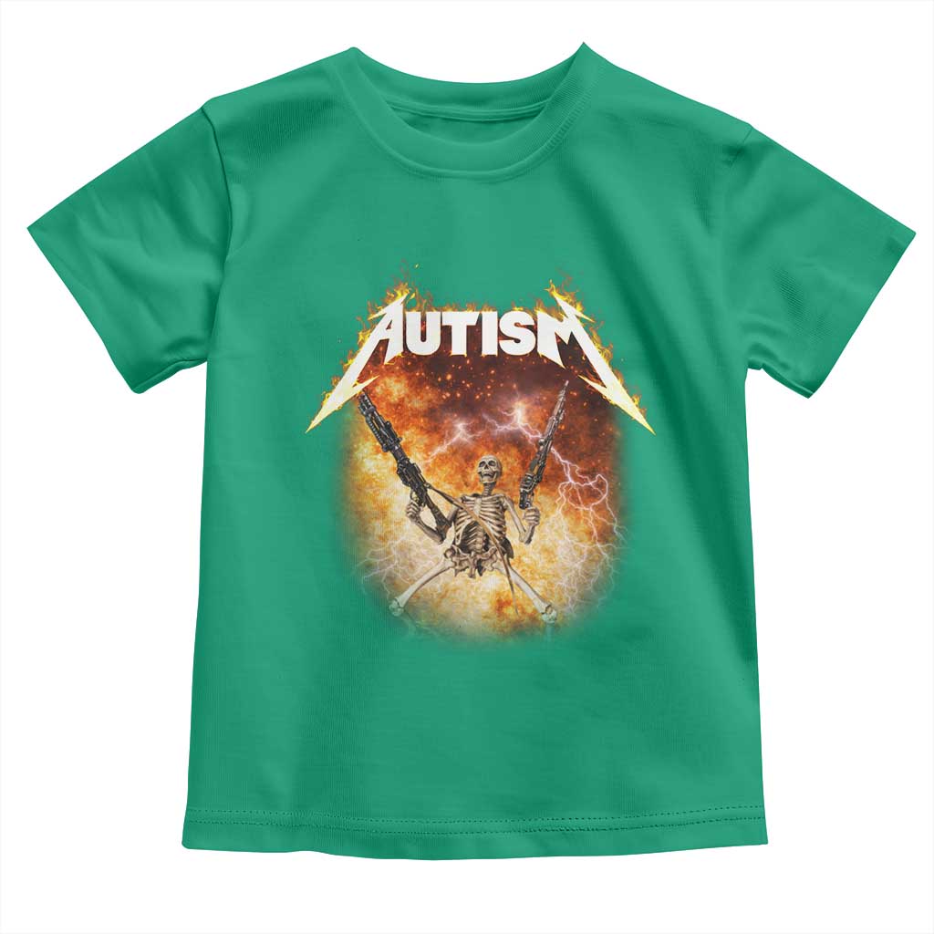 Autism Skeleton Funny Meme Toddler T Shirt Fire Burning Flames TS11 Irish Green Print Your Wear