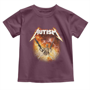 Autism Skeleton Funny Meme Toddler T Shirt Fire Burning Flames TS11 Maroon Print Your Wear