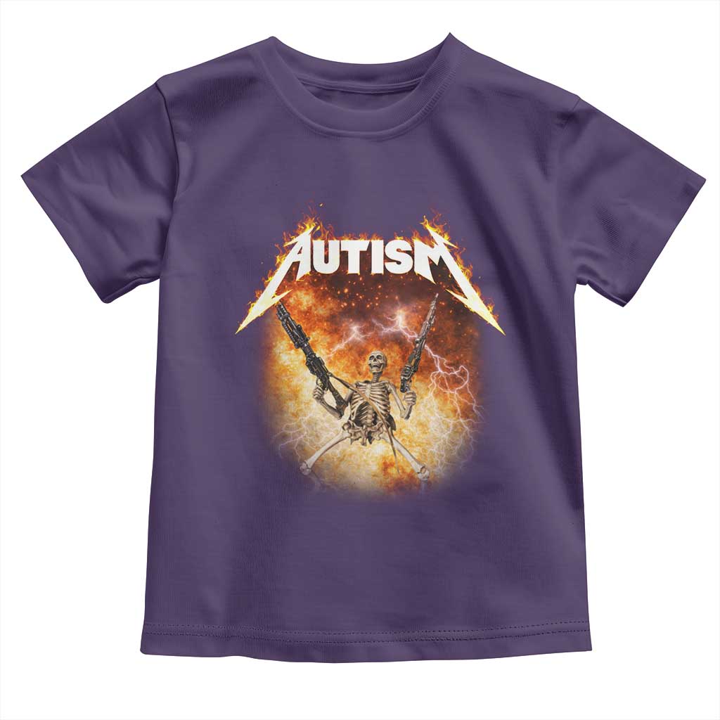 Autism Skeleton Funny Meme Toddler T Shirt Fire Burning Flames TS11 Purple Print Your Wear