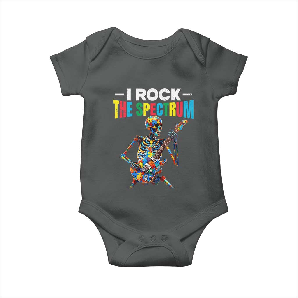 Autism Skeleton Rocker Baby Onesie I Rock The Spectrum Autism Awareness TS11 Dark Heather Print Your Wear