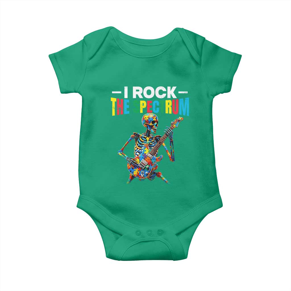 Autism Skeleton Rocker Baby Onesie I Rock The Spectrum Autism Awareness TS11 Irish Green Print Your Wear