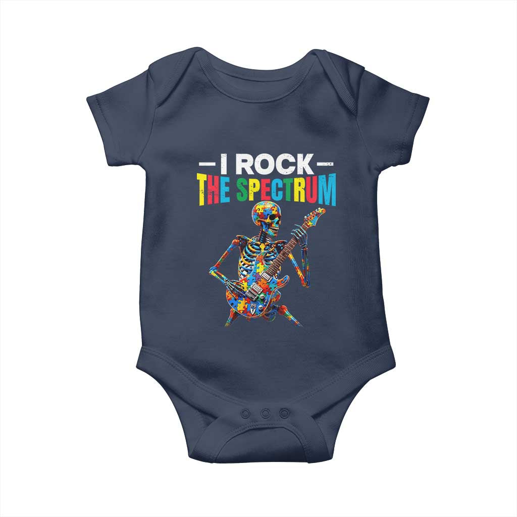 Autism Skeleton Rocker Baby Onesie I Rock The Spectrum Autism Awareness TS11 Navy Print Your Wear