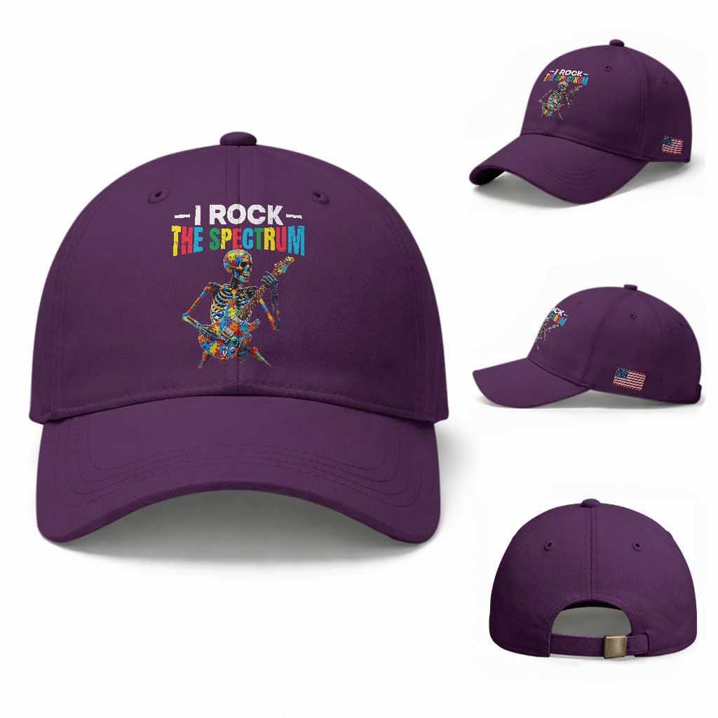 Autism Skeleton Rocker Baseball Cap I Rock The Spectrum Autism Awareness