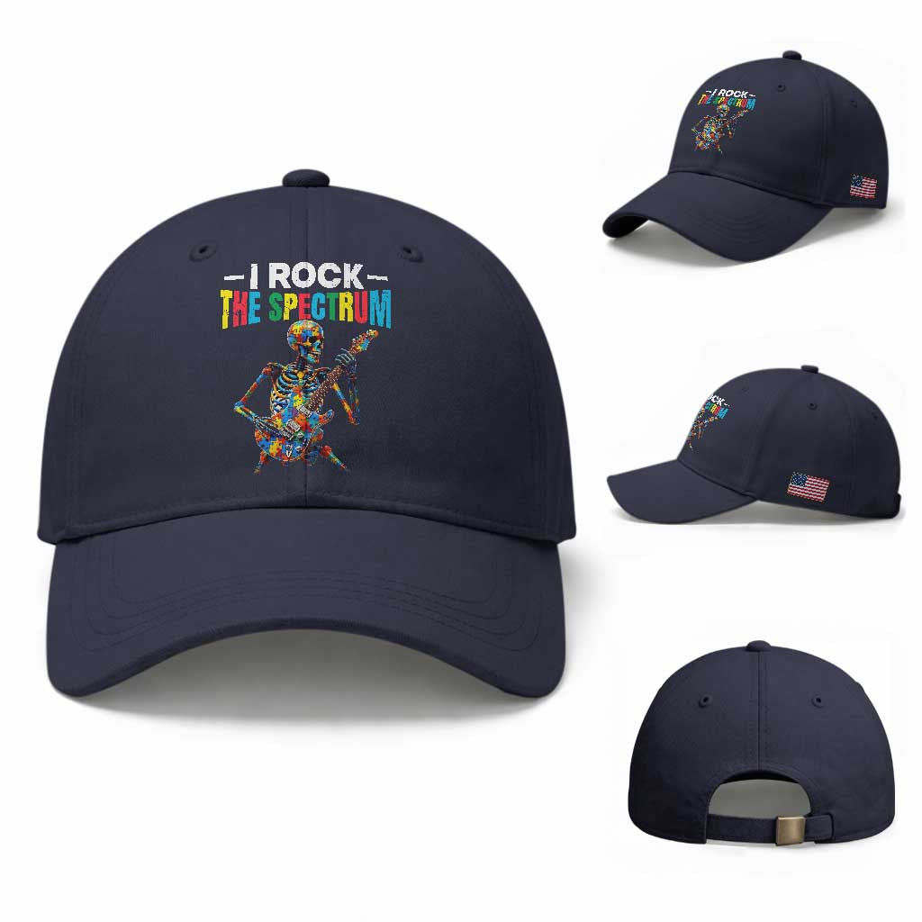 Autism Skeleton Rocker Baseball Cap I Rock The Spectrum Autism Awareness