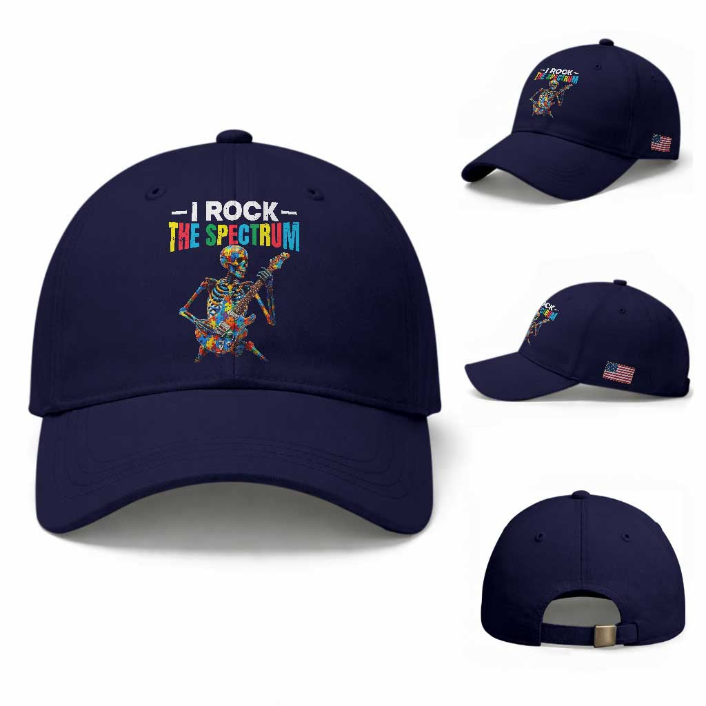 Autism Skeleton Rocker Baseball Cap I Rock The Spectrum Autism Awareness