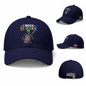 Autism Skeleton Rocker Baseball Cap I Rock The Spectrum Autism Awareness