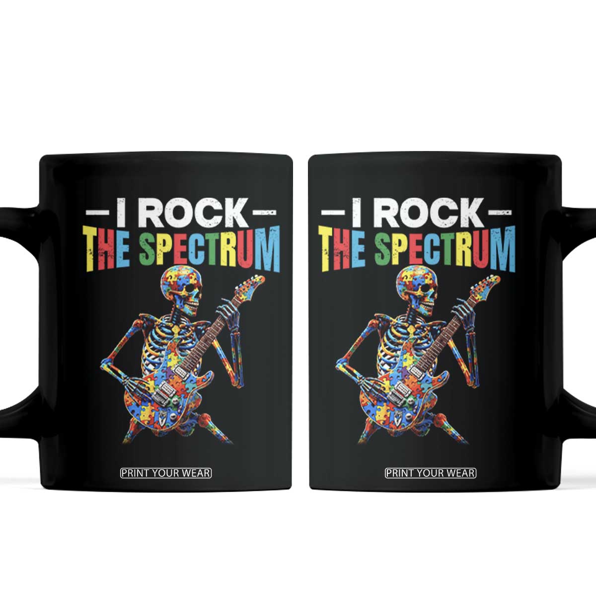 Autism Skeleton Rocker Coffee Mug I Rock The Spectrum Autism Awareness TS11 Black Print Your Wear