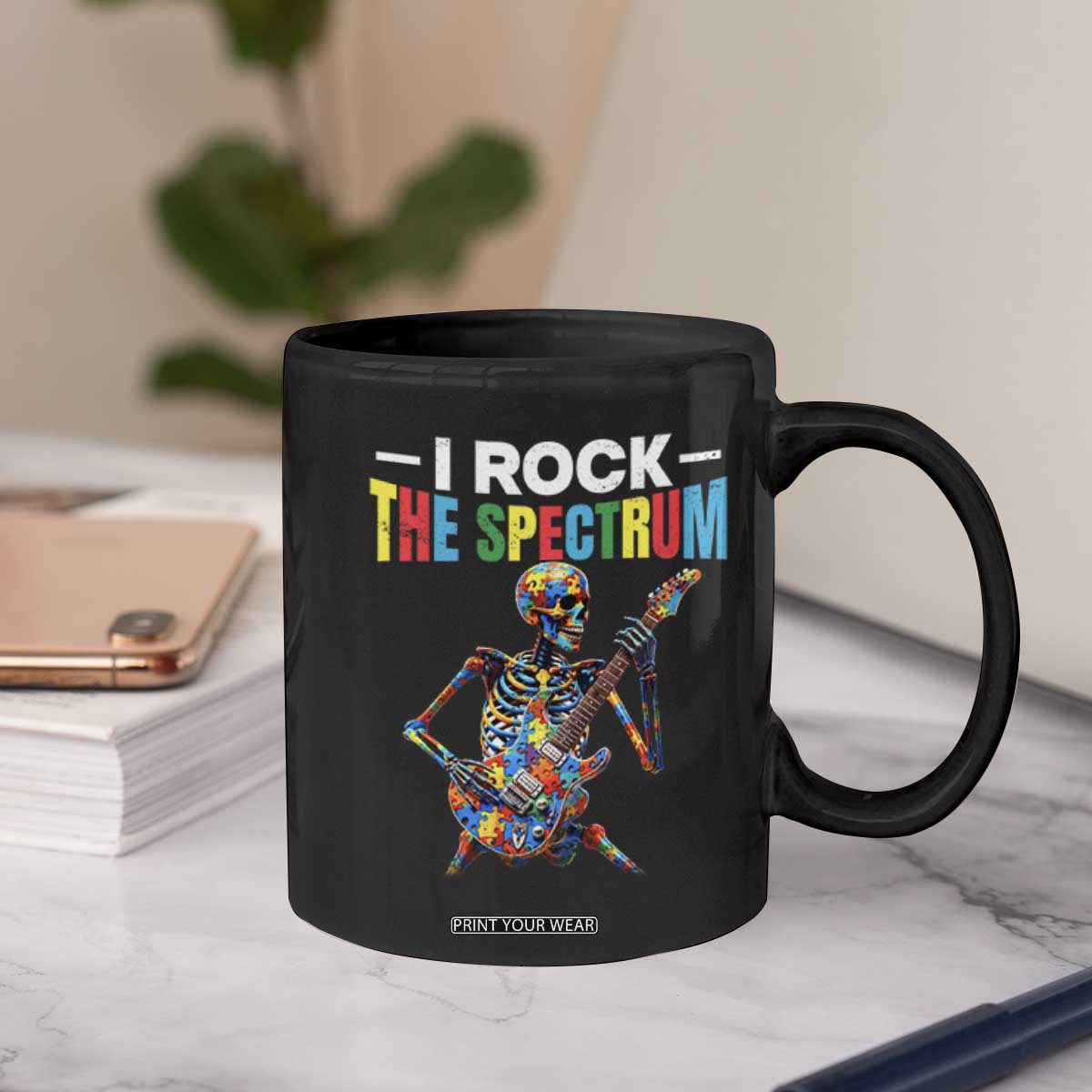 Autism Skeleton Rocker Coffee Mug I Rock The Spectrum Autism Awareness TS11 Print Your Wear