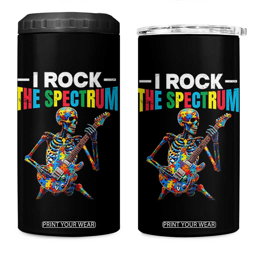 Autism Skeleton Rocker 4 in 1 Can Cooler Tumbler I Rock The Spectrum Autism Awareness TS11 One Size: 16 oz Black Print Your Wear