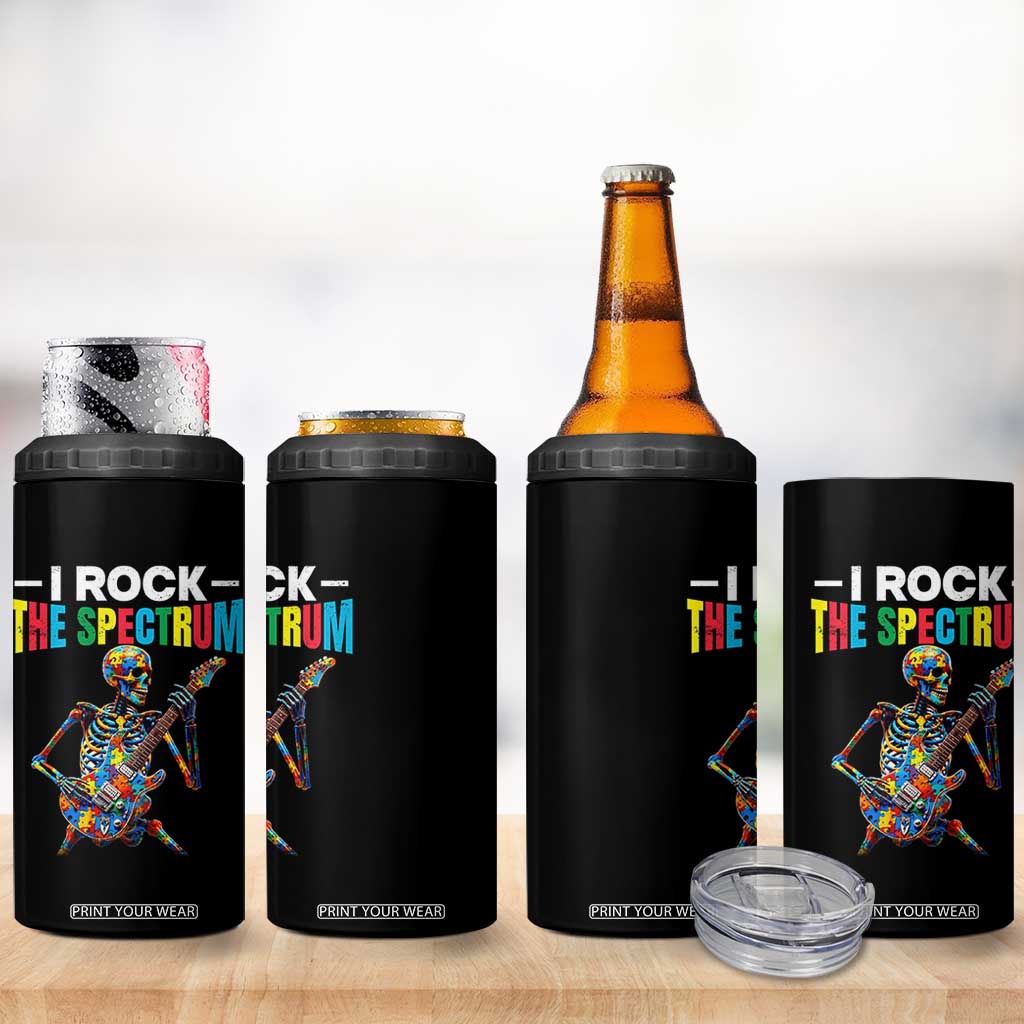 Autism Skeleton Rocker 4 in 1 Can Cooler Tumbler I Rock The Spectrum Autism Awareness TS11 Print Your Wear