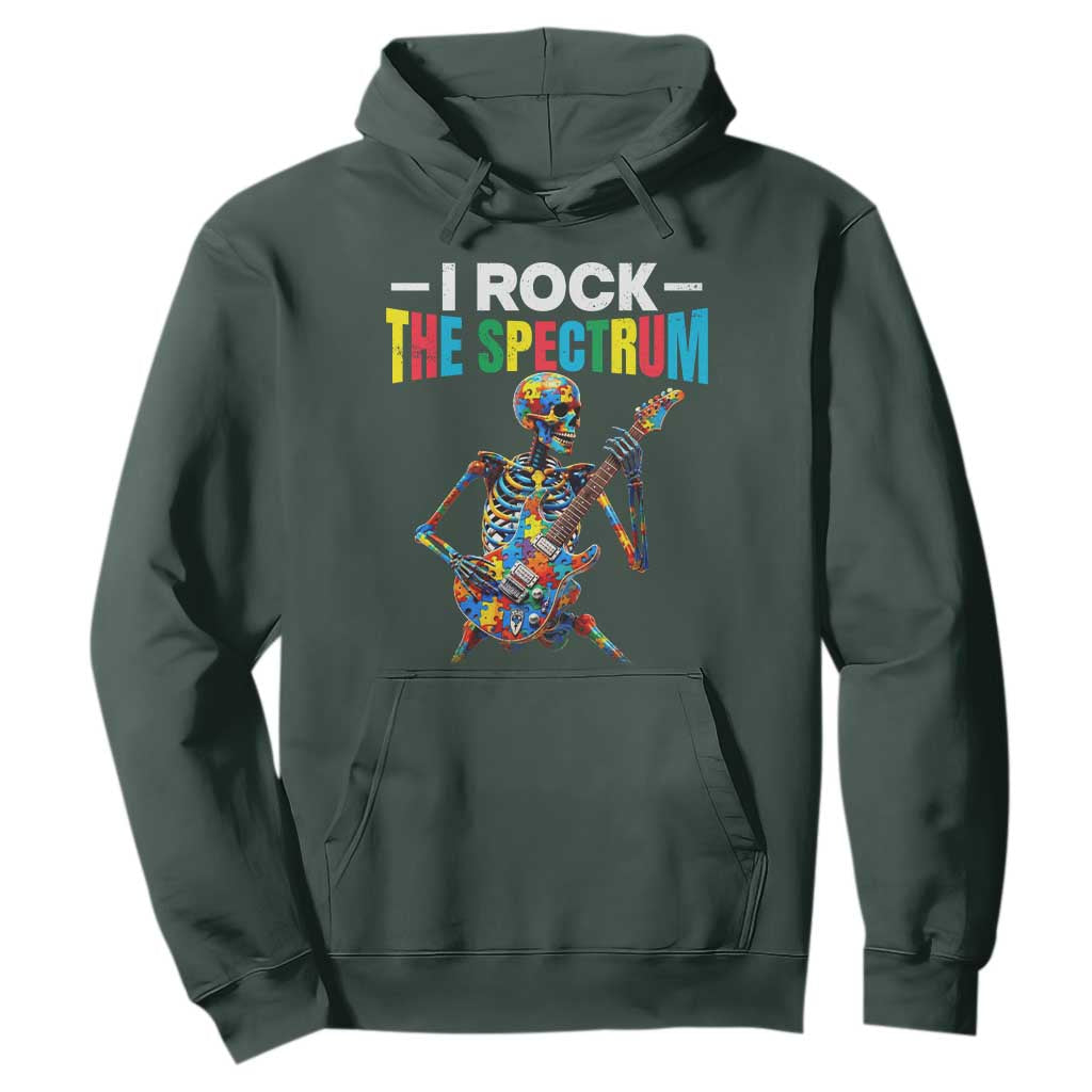 Autism Skeleton Rocker Hoodie I Rock The Spectrum Autism Awareness TS11 Dark Forest Green Print Your Wear