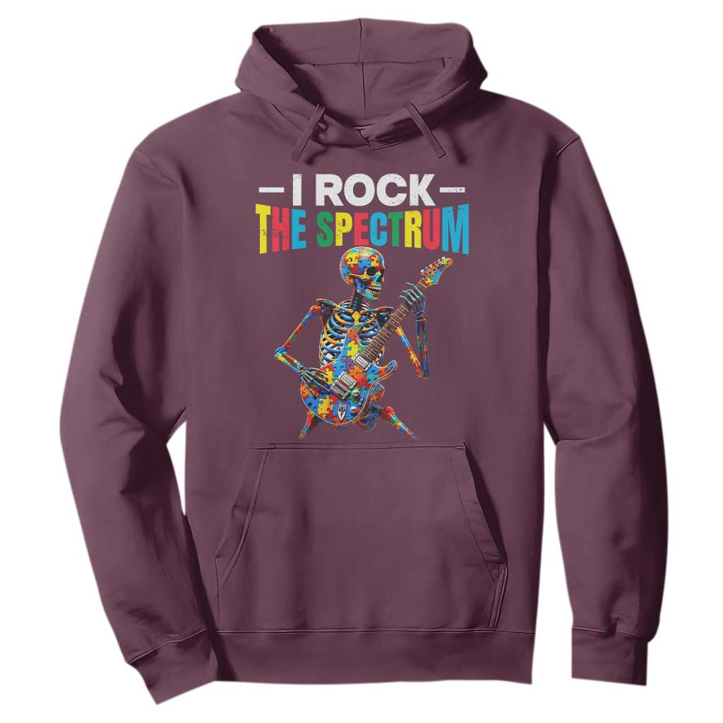Autism Skeleton Rocker Hoodie I Rock The Spectrum Autism Awareness TS11 Maroon Print Your Wear